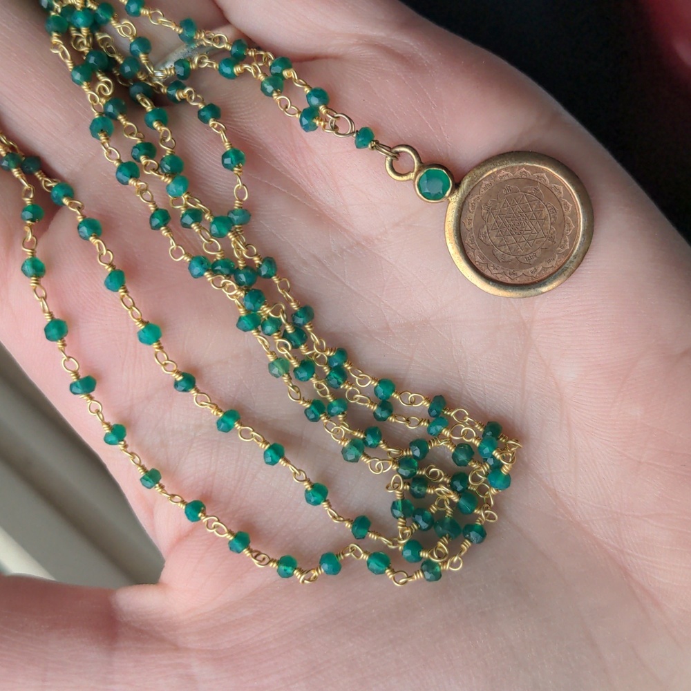 The Saatva Collection Sri Yantra Emerald Necklace